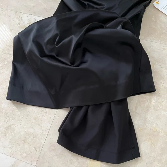 Nicole Miller One Shoulder Elegant Black Sheath Midi Cocktail Evening Dress NWT - Picture 8 of 13